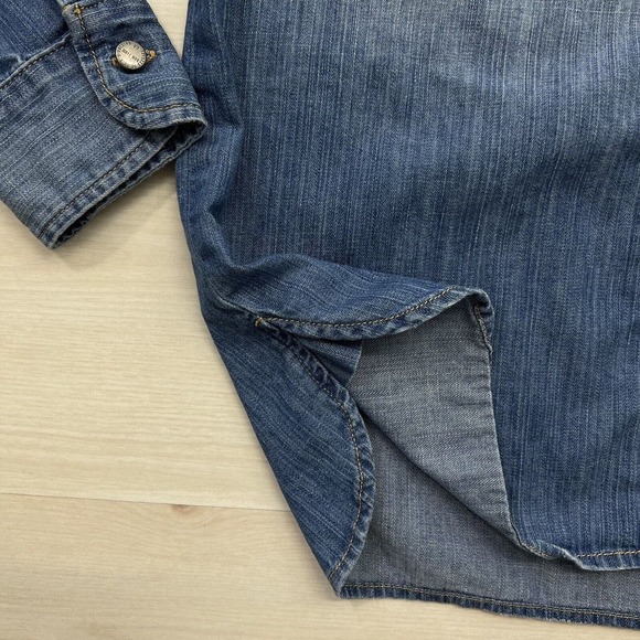 Current/Elliott The Perfect Shirt Women Size 1 Small Denim Cotton Metal Buttons - Picture 5 of 12